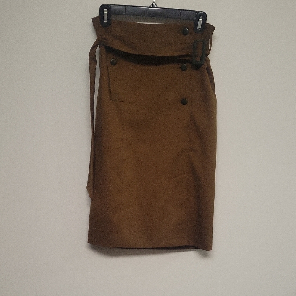 Cartonnier Brown Pencil Skirt with Buckle Detail
